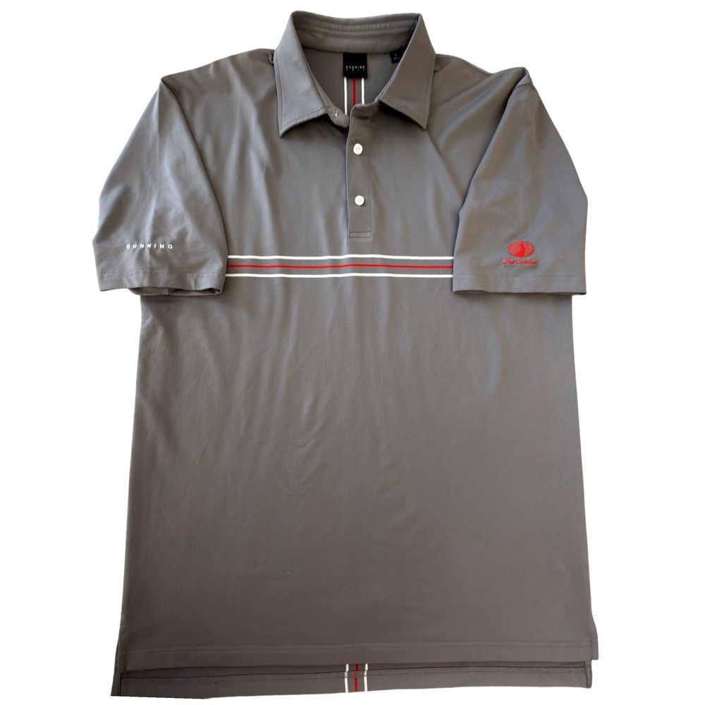 Dunning Golf Mens XL Gray Striped Las Sendas Performance Polo Shirt Short Sleeve